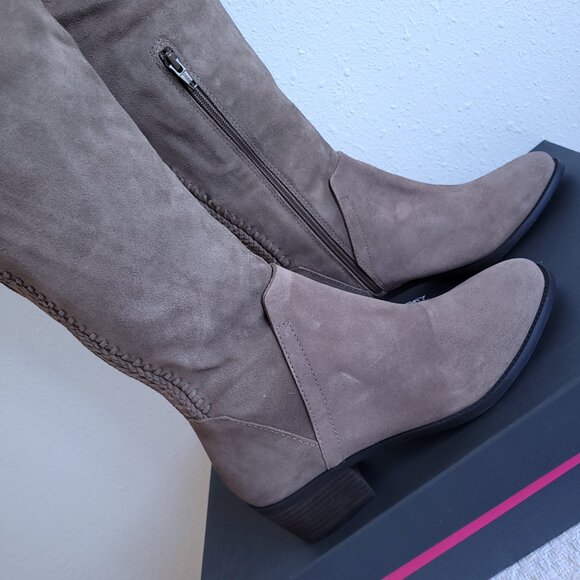 New Vince Camuto Suede Over the Knee Boots in Taupe - Picture 8 of 11